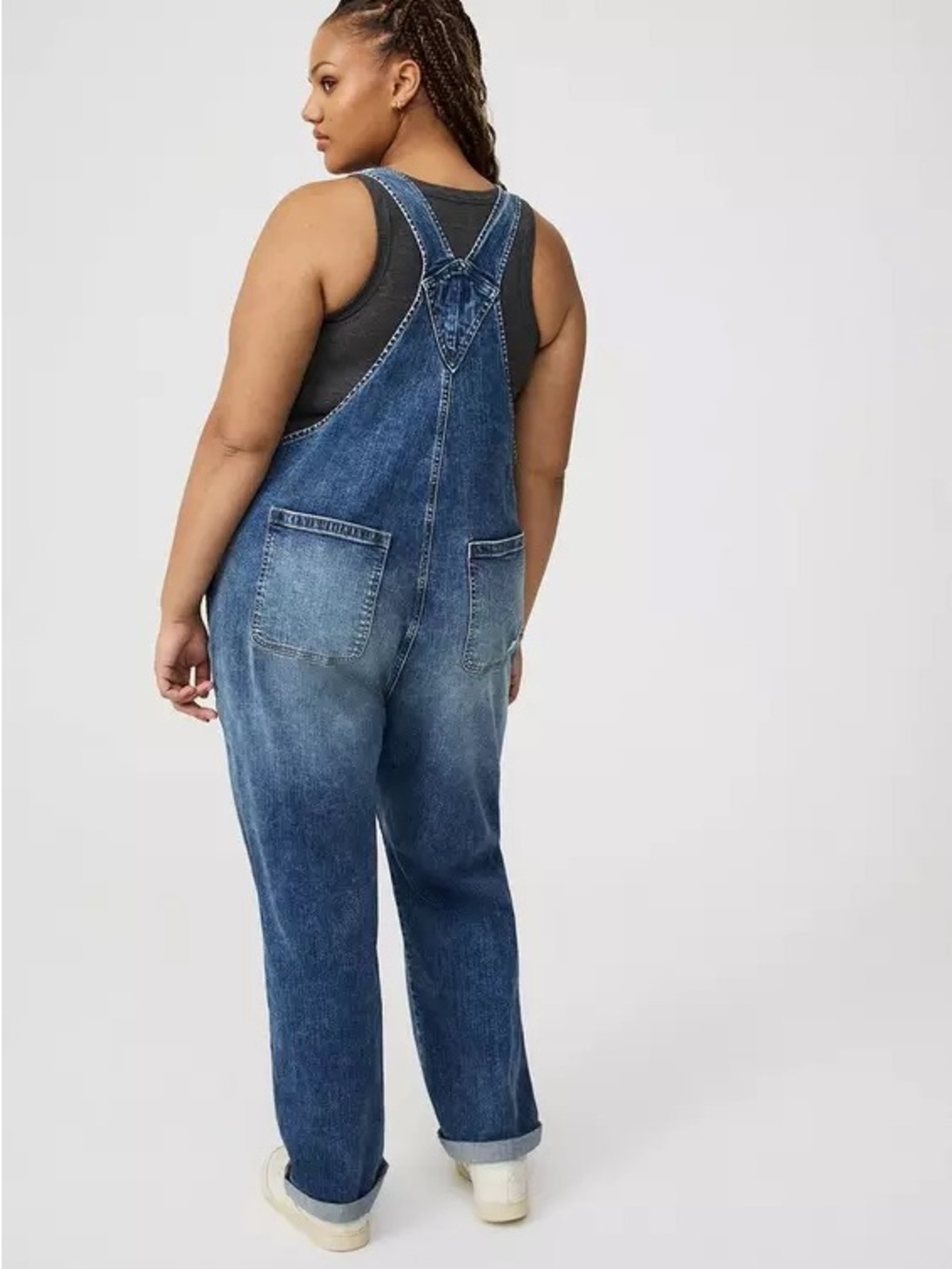 torrid Blue Distressed Straight-Leg Denim Overalls - Picture 4 of 6